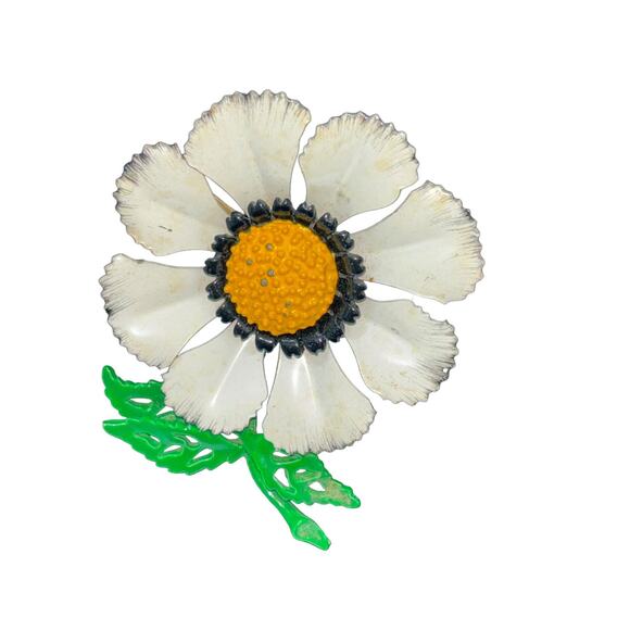 Vintage Floral Daisy Pin Retro 70’s Brooch - Picture 4 of 8
